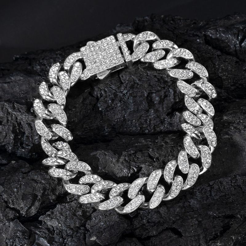 Collana unisex classica con chiusura a molla cubana da 13 mm, in lega con diamanti, grande catena in oro_voghion.com