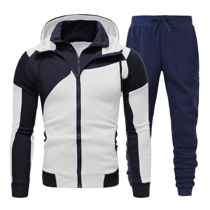 Herren Neues Hoodie-Spleiß-Reißverschluss-Pullover-Hosen-Set Mode Lässig Sport Zweiteiliges Set_voghion.com