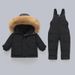Winter Kids Down Jacket Set - Warm Hooded Snowsuit For Toddlers 1-3 Years, 80-100cm, Soft Duck Feather, Zipper Closure, Unisex_voghion.com