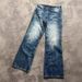 Herrenbekleidung Retro Dunkelblau Lightning Cracked Jeans Lockere Hose mit weitem Bein Verwaschene gerade Schlaghose_voghion.com