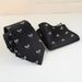 8CM Hand-Tied Necktie And Square Scarf Set Black Floral Suit Shirt Accessories Polyester Long Tie For Men_voghion.com