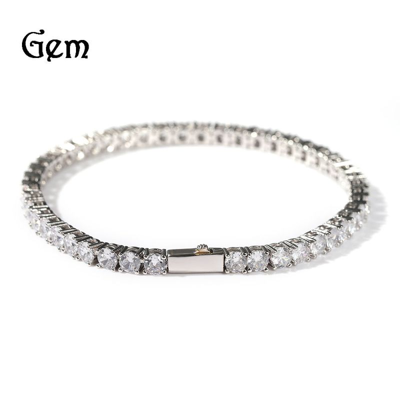 Bracciale unisex con chiusura a molla in zircone in rame da 4 mm, stile classico hip-hop, semplice e alla moda, con diamanti intarsiati_voghion.com