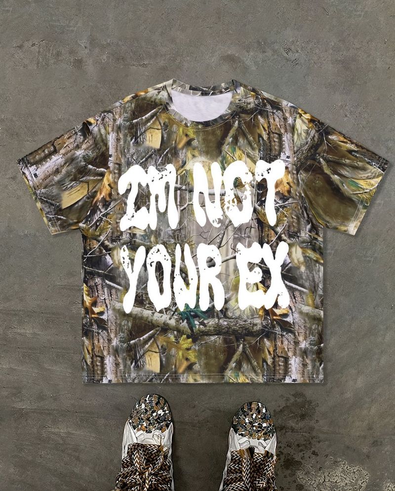 T-shirt a maniche corte con stampa mimetica semplice e alla moda da uomo_voghion.com