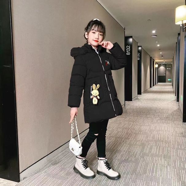 Baumwollkleidung Mädchen Baumwollmantel Mittellang Kinder Winter Baumwollkleidung Großer Pelzkragen Dicke warme Baumwolljacke_voghion.com