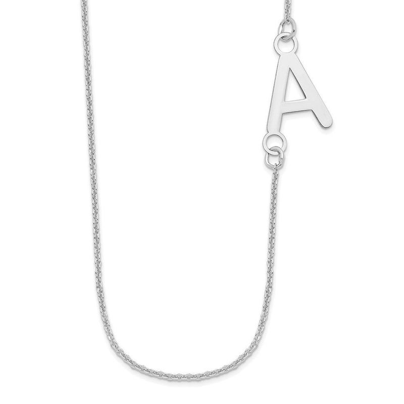 14k White Gold Small Offset Initial Necklace_voghion.com