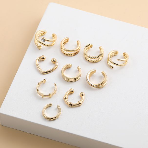 Set di 10 orecchini a clip non forati con lettera a forma di C minimalista Yiwu Accessories_voghion.com