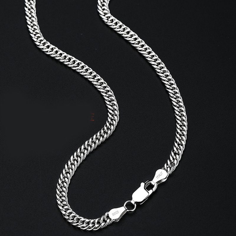 Trendy Fashion Personality Pure Silver Necklace Men Horsewhip Bold Chain Hip Hop Cuban Gift For Boyfriend_voghion.com