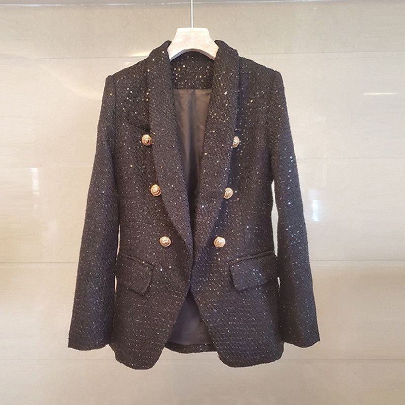 Damenbekleidung Herbst und Winter Französisch Grob Wer Tweed Pailletten Temperament Kleine Anzugjacke Damenmode Doppel_voghion.com