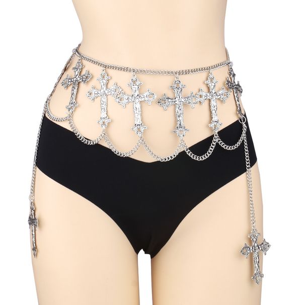 Cross Niche Waist Accessory Versatile Temperament Cool Punk Spicy Girl Personality Body Chain_voghion.com