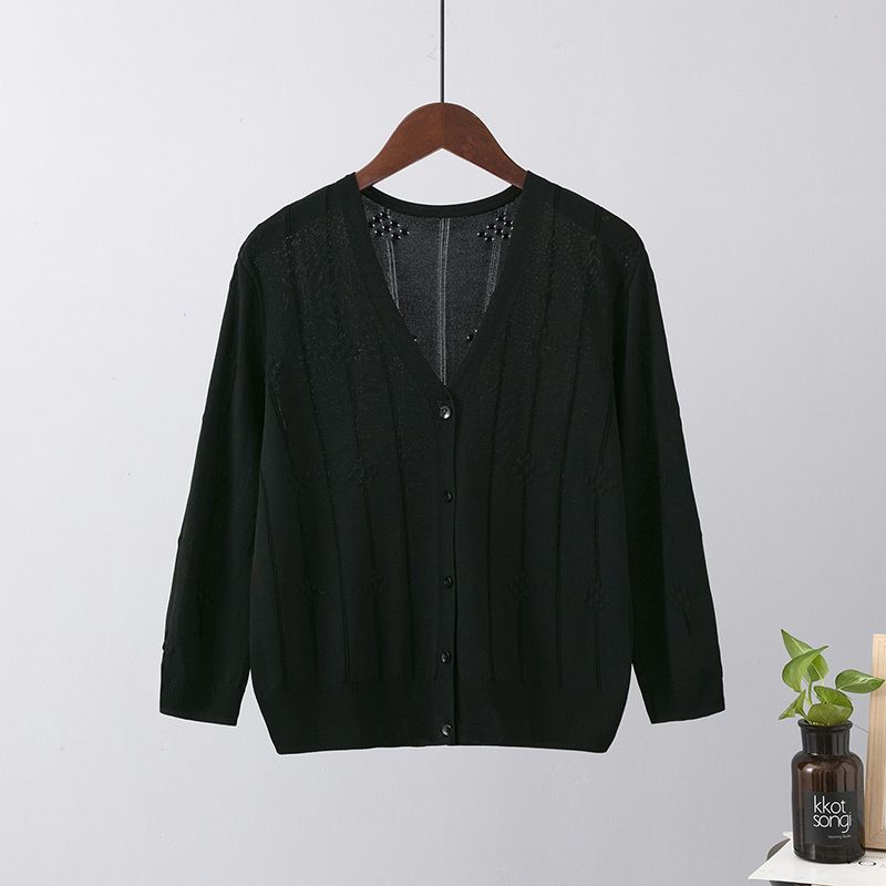 Damenbekleidung, gestrickte Strickjacke aus Eisseide, Damen, dünner Abschnitt, kleiner Oberbekleidung, kurzer Abschnitt mit Rock, Mantel, Sonnenschutz-Oberteile_voghion.com