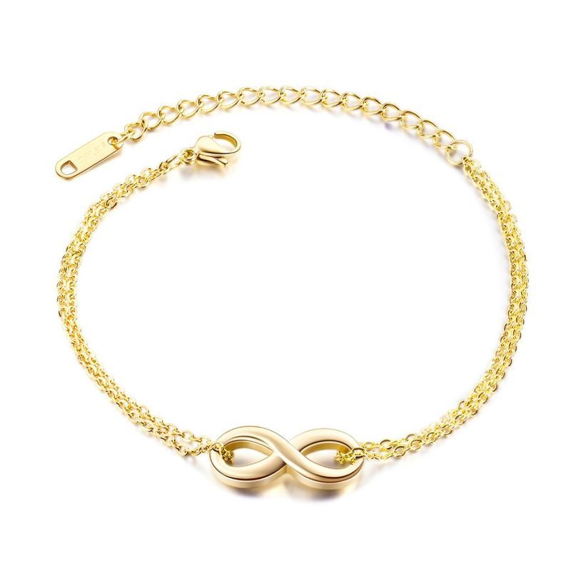 Bracciale Infinite Love 8 Character da donna, in acciaio al titanio, con catena a clavicola, stile freddo, semplice e versatile, oro rosa_voghion.com
