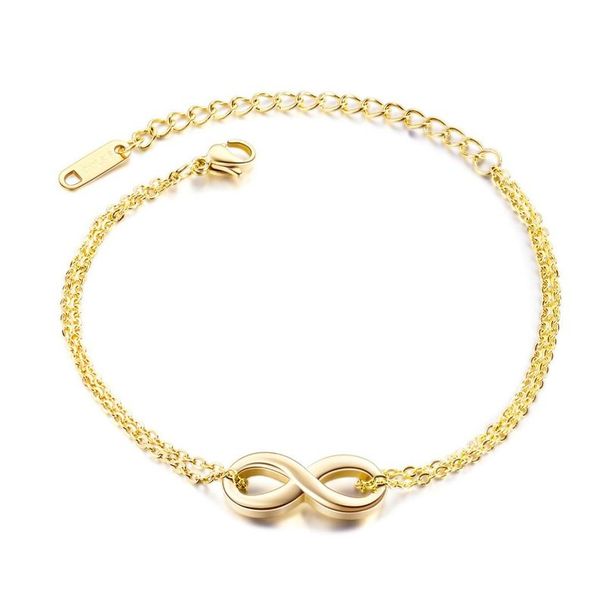 Bracciale Infinite Love 8 Character da donna, in acciaio al titanio, con catena a clavicola, stile freddo, semplice e versatile, oro rosa_voghion.com