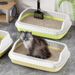 Extra Large Semi-Enclosed Box Kitten Cage Litter Tray Anti-Splash Cat Supplies Set_voghion.com
