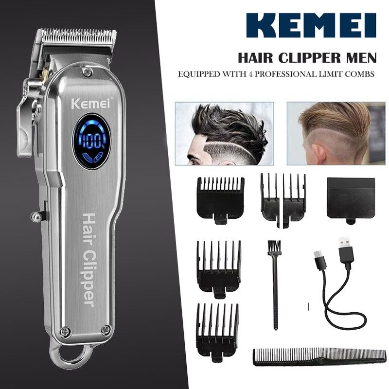 Rechargeable LCD Display KM-2002 Clipper for Men Professional Electric Trimmer Beard Hair Cutting hine_voghion.com