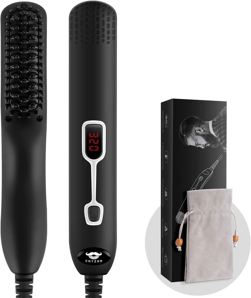 Cayzor Comb - Upgraded Professional Electric Men's Beard Straight Hair Heating Brush Anti scald 5-speed Adjustable_voghion.com