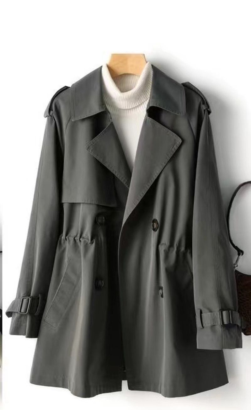 Giacca a vento da donna di media lunghezza piccola versatile 2023 Primavera e autunno Giacca popolare in stile britannico a vita nuova in stile coreano_voghion.com