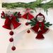 Flocked Christmas Ornaments Set – Nordic Bells, Bows & Customizable Decor For Trees & Windows_voghion.com