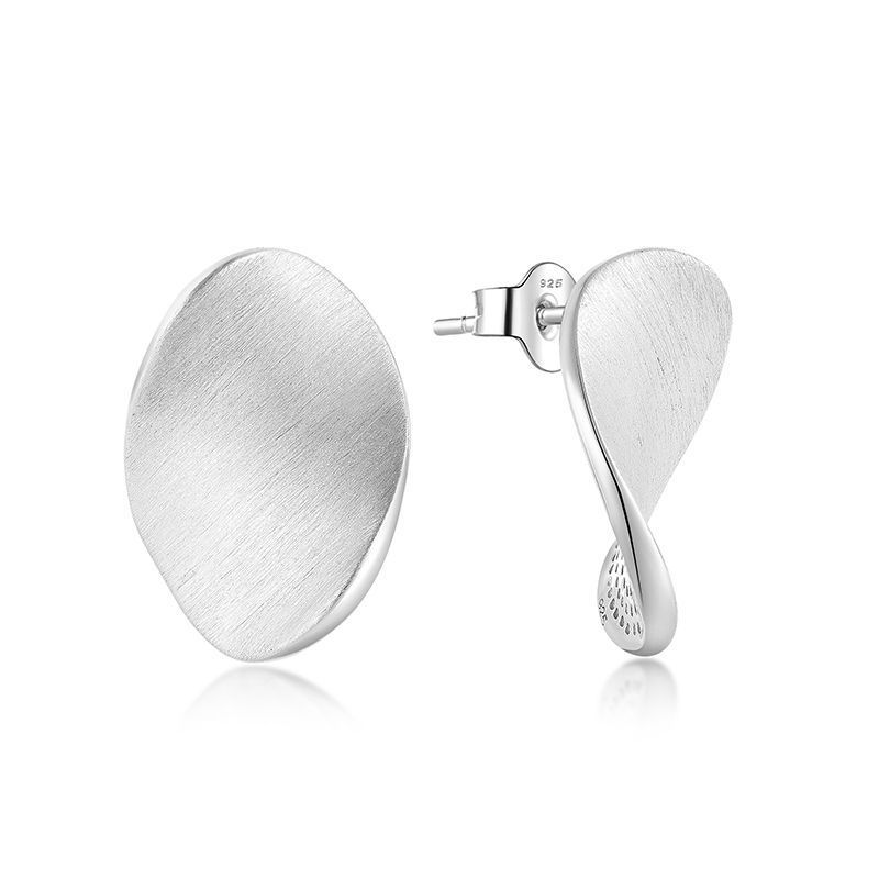 Orecchini coreani in stile ins, rotondi irregolari, in argento s925, semplici, spazzolati, con design di tendenza e personalità_voghion.com