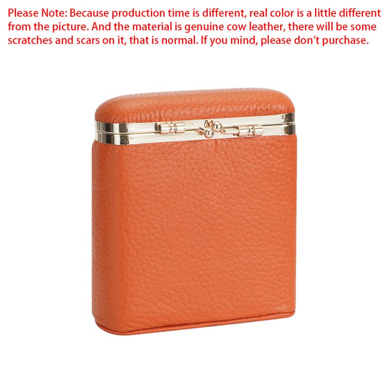 URBAN MASTER Münzgeldbörse mit neuem Design und einfarbigem Kiss Lock, modischer kleiner Lippenstifthalter, Beutel aus echtem Leder mit Spiegel 1800_voghion.com