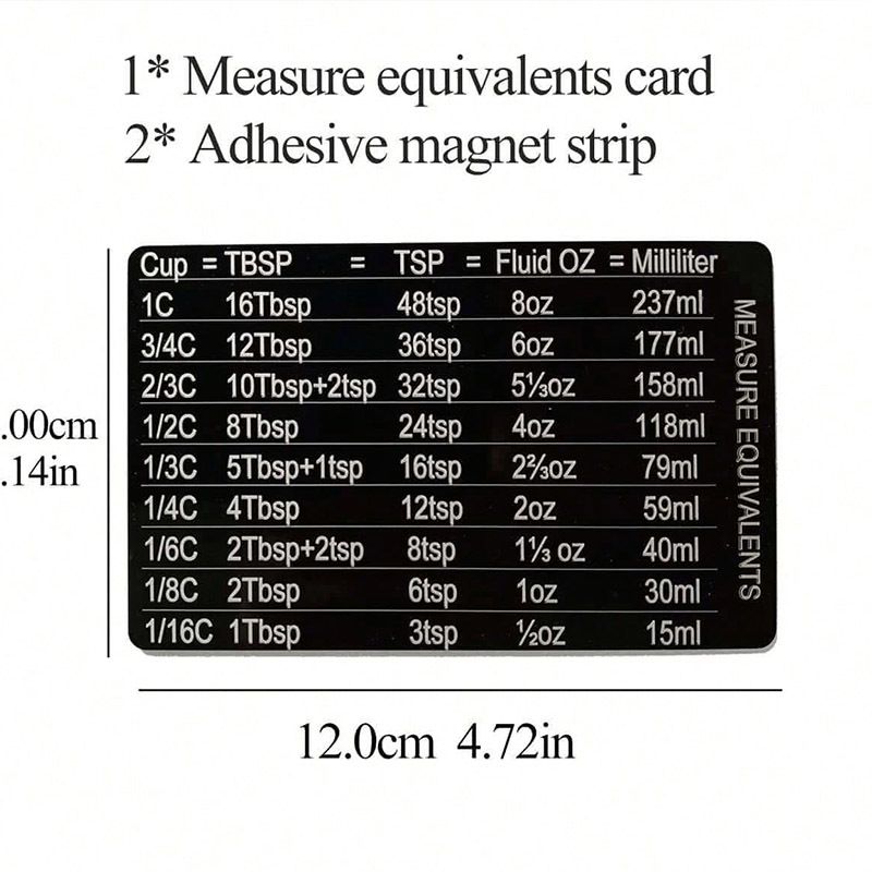 Refrigerator Sticker With Magnetic Scale Board Baking Unit Conversion Chart Cup Measuring Spoon Accessories_voghion.com