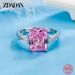 Anello ZDADAN in argento con zircone rosa quadrato per donna, gioiello da sposa alla moda_voghion.com