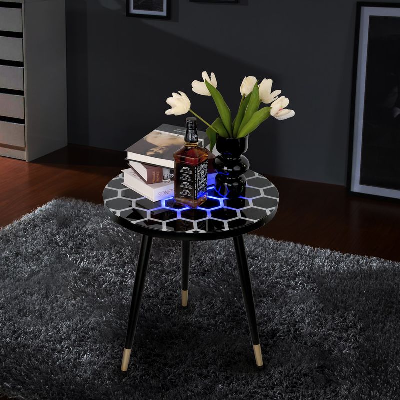 Innovative Touch-Sensitive Coffee Table, LED Illuminated End Table, Game room table, Lighted Side table_voghion.com