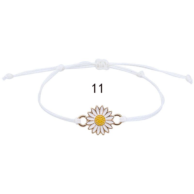Sunflower Sun Flower Daisy Bracelet Wax Thread Woven Chrysanthemum Bracelet Multi-color Optional_voghion.com