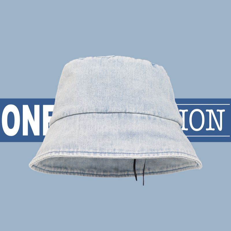 Cappello a secchiello in denim retrò Cappello da mendicante versatile femminile Cappello a secchiello per protezione solare per il viso_voghion.com