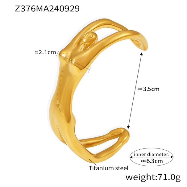 Bracciale aperto per donna, personalità, celebrità di Internet, in acciaio al titanio placcato in oro 18 carati, pesante, in fusione_voghion.com