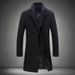 Men’s Slim-Fit Wool-Blend Trench Coat, Long-Length Casual Overcoat With Multi-Pocket Design, Lightweight Polyester-Cotton Blend,_voghion.com