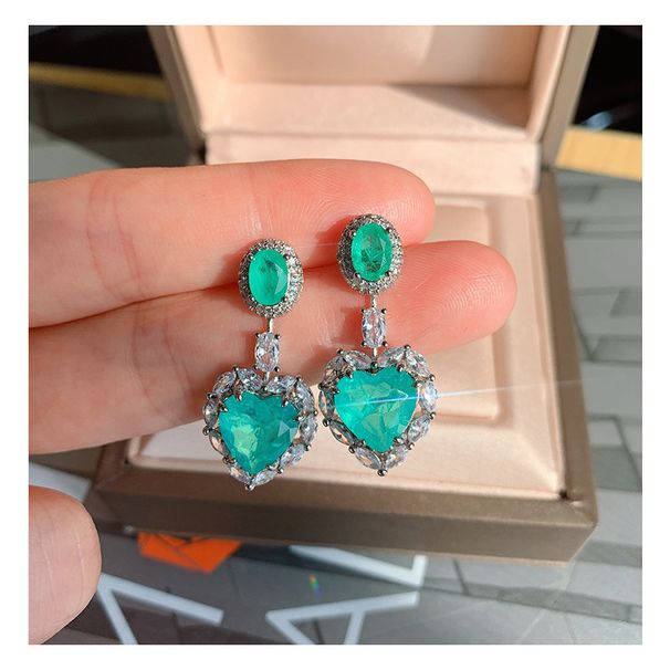 Love Paraiba Ohrringe, Prominente Simulation Smaragd Mikro Diamant Zirkon Ohrringe_voghion.com