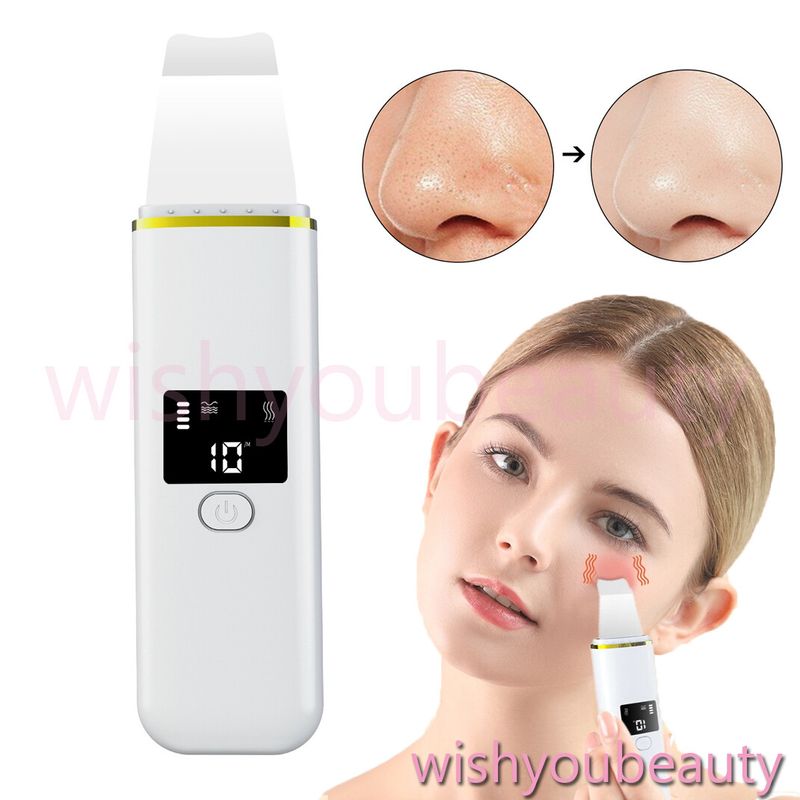 Ultrasonic Facial Skin Scrubber Spatula Blackhead Remover Device LCD Display_voghion.com