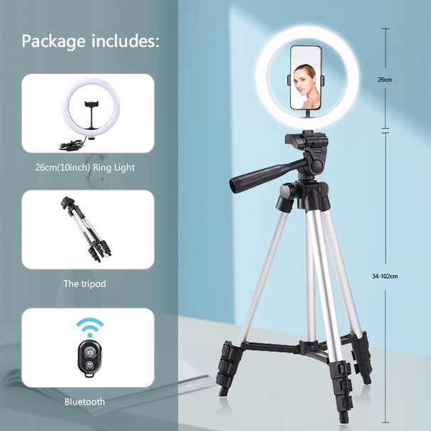 26cm Photo Ringlight Led Selfie Ring Light Phone Remote Control Lamp Photography Lighting With Tripod Stand Holder_voghion.com