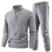Men's Outdoor Sports Leisure Set - Long Sleeve Hoodie & Mid-Weight Half-Zip Fleece Jacket With Thermal Base Layer_voghion.com
