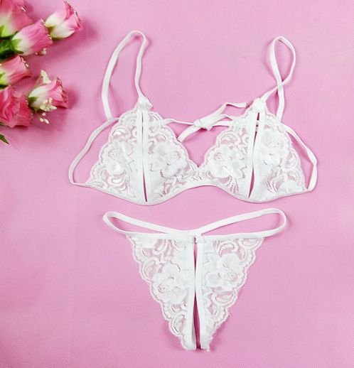 21121753@qq.com Night Whisper Long Sexy Lingerie Lace Transparent Panties Temptation Three-Point Style Women's Crotchless Set_voghion.com