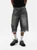 Men's Clothing Retro Washed Distressed Basic Cropped Trousers Casual Loose Solid Color Straight Jeans New_voghion.com