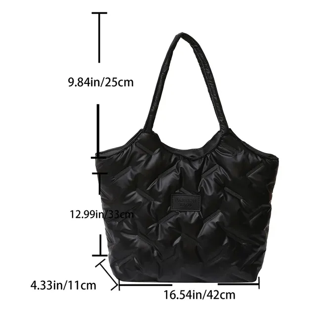 Damen Handtaschen mit Baumwolle-Polsterung, gesteppt, große Kapazität, Winter-Daunen-Tragetasche, lässig, weich, flauschig_voghion.com
