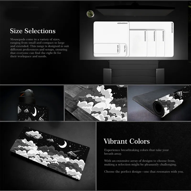 Tapis de souris en caoutchouc avec vue sur le ciel, grand format, joli paysage, nuage, idéal pour le bureau_voghion.com