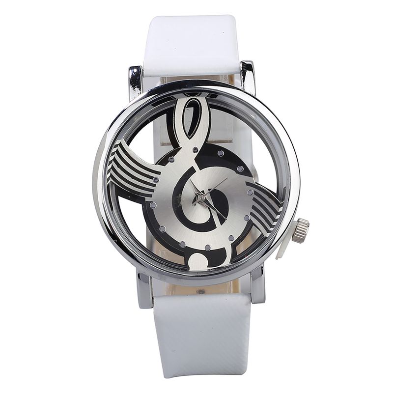 Yamaler Montre-bracelet à quartz unisexe avec notation de notes de musique et bracelet en cuir creux_voghion.com
