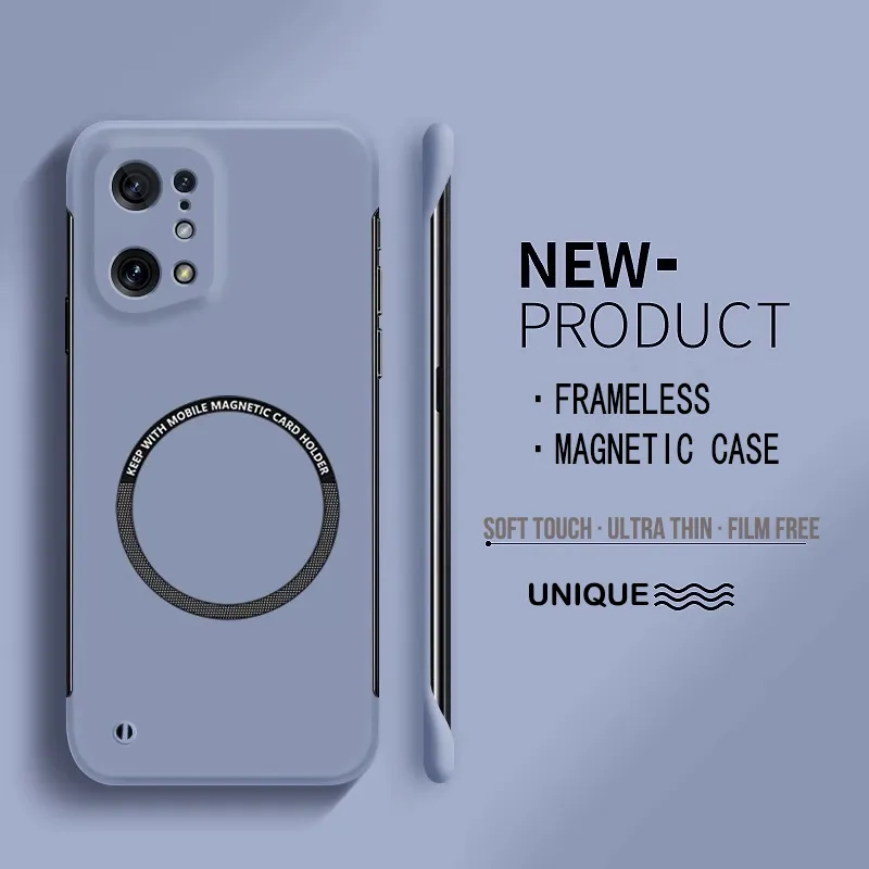 Coque de téléphone magnétique ultra fine et rigide en polycarbonate sans cadre pour Oppo Reno 5 6 8 Find X3 Neo Lite X5 Pro avec chargement sans fil mat_voghion.com