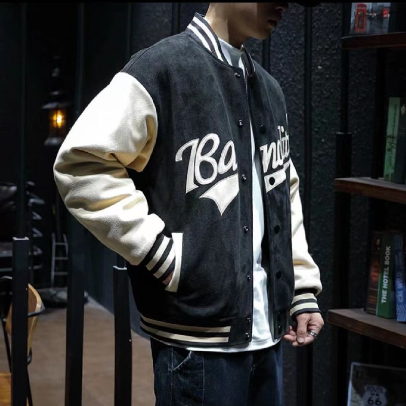 Trendy Amerikanischer Baseballanzug Herren Vintage Wildleder Frühling und Herbst dünne grüne Pilotenjacke für Männer_voghion.com