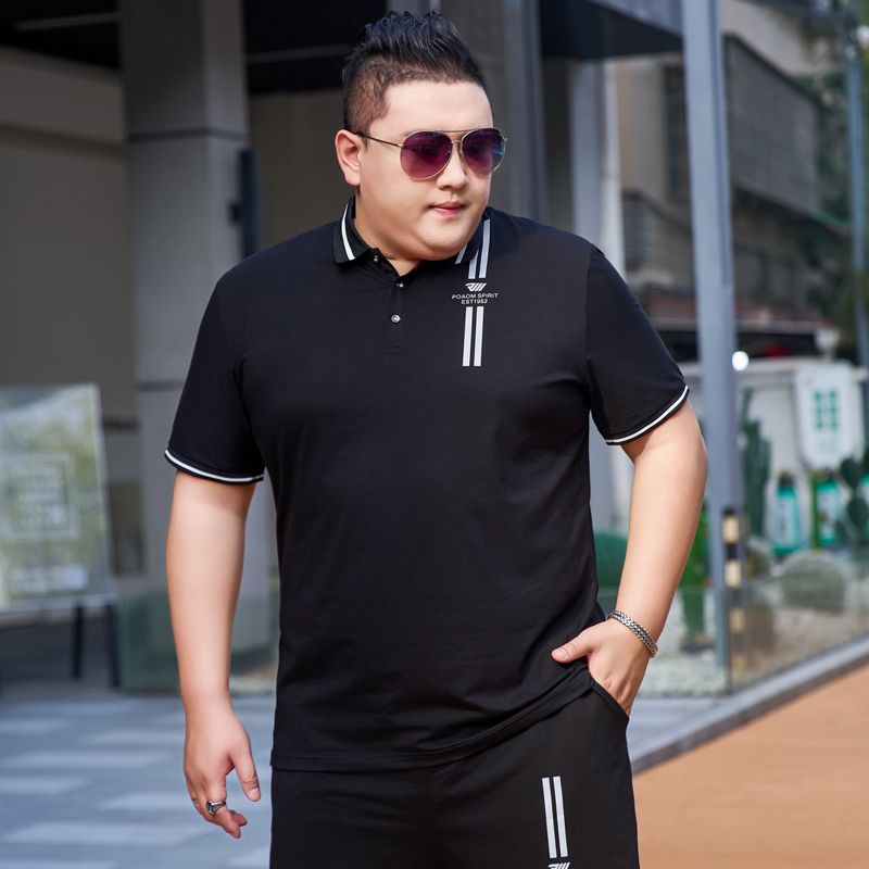 Herrenbekleidung Übergröße Kurzarm-Poloshirt mit Revers, extragroß, lockeres T-Shirt mit halblangen Ärmeln, extragroß_voghion.com