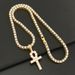 Collana con ciondolo a croce Ankh intarsiata in stile INS Light Luxury, catena da tennis con diamanti a fila singola cubana._voghion.com