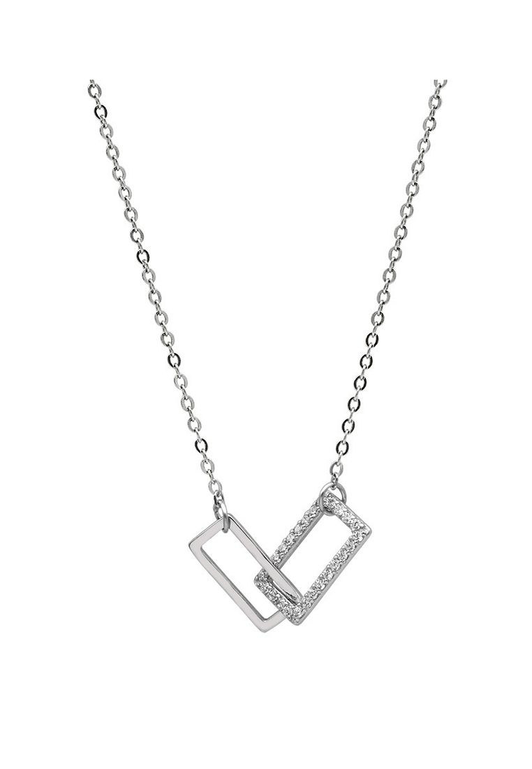 LDR9056 S925 Silver Simple rektanglar halsband_voghion.com