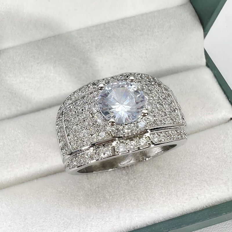 Gruppenbesetzter Luxus-Silberring für Herren mit Diamanten_voghion.com