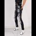 Herrenbekleidung Zerrissene schwarz-weiße Patch-Trend-elastische Slim-Fit-Hose High-End-Casual-Herrenhose_voghion.com
