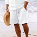 Men's Clothing New Cotton And Linen Shorts With Multiple Pockets And Drawstring Men's Striped Beach Pants_voghion.com