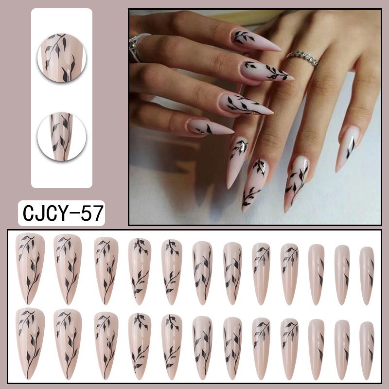 Uñas postizas O2 Long Press On: uñas postizas estilo stiletto con pegamento, puntas reutilizables, diseño elegante y duradero para mujeres._voghion.com