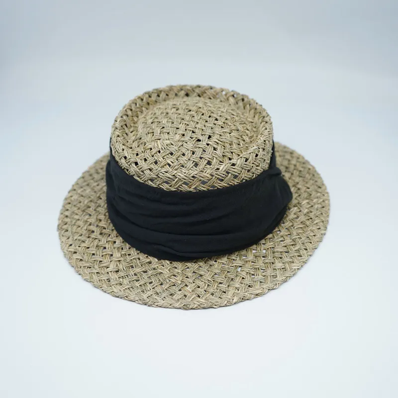 Fashion Fashion French Retro Flat Top Wide Brim Ribbon Women Summer Elegant Girl Sunshade Holiday Beach Cap Sun Protection Straw_voghion.com