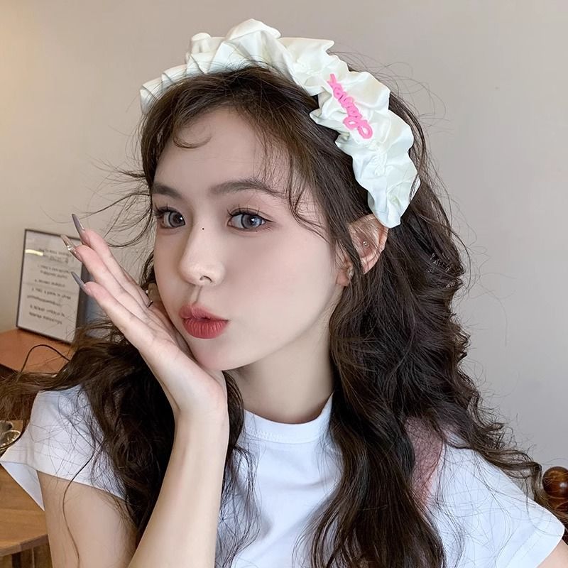 Faixa de cabeça plissada com borda larga, faixa de cabeça para lavagem facial feminina, faixa de cabeça premium sensível à pressão, pacote de cabeça alta_voghion.com